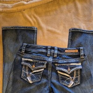 Ariya Womens Fancy Pocket Blue Jeans Boot Cut Sz 7/8